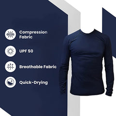 Mens Tight Fit Long Sleeve Rashguard – Quick Drying UPF 50+ Sun Protection/Block